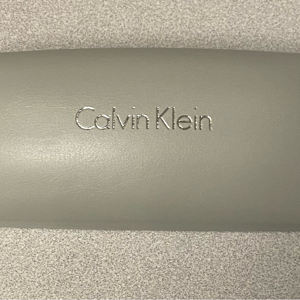 Calvin Klein Gray Hard Eyeglass Case & Cleaning Cloth/ Unisex